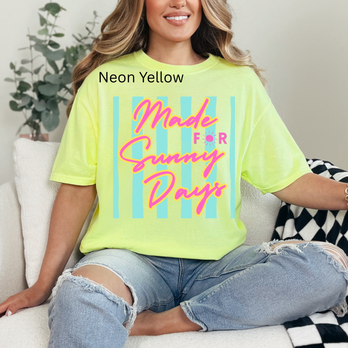 Made for Sunny Days, Preppy Minimalist, Summer Design, Striped Background Tshirt