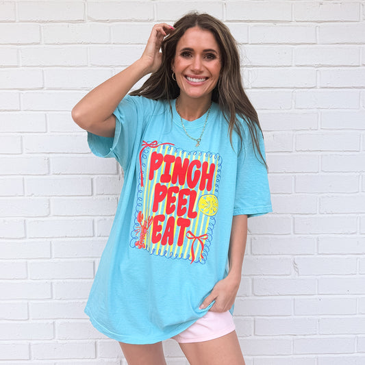 Pinch peel eat, Crawfish boil season, trending preppy coquette bow, Crawfish Season, Mud bugs tshirt