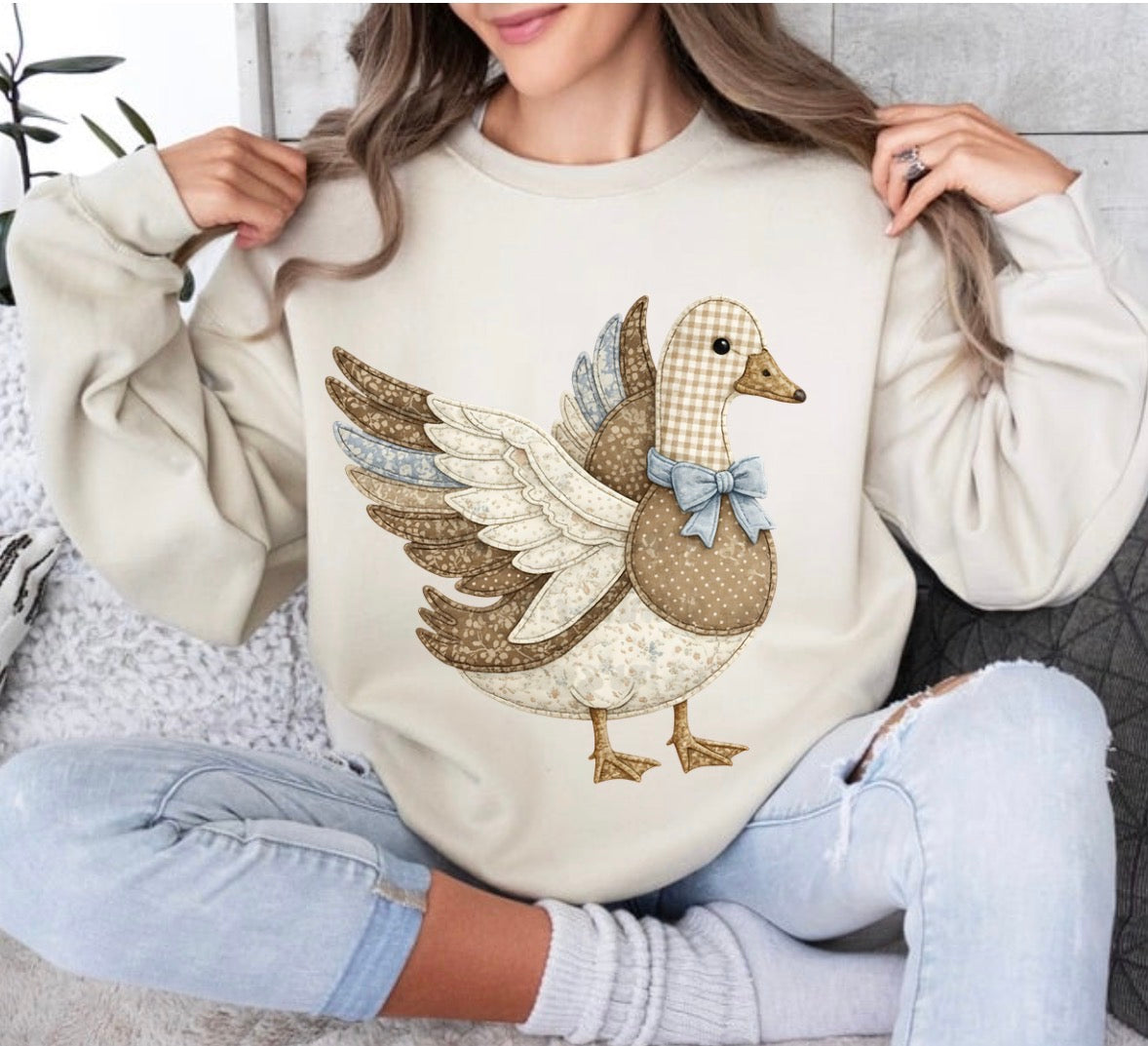 Faux Quilted Patchwork Vintage Goose DTF Print | Grandma Core Digital ...