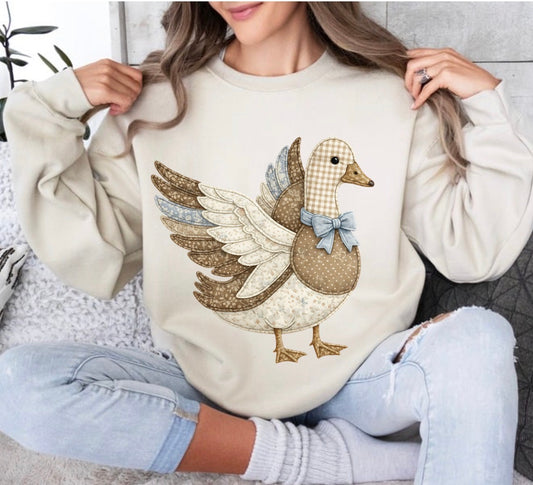 Faux Quilted Patchwork Vintage Goose DTF Print | Grandma Core Digital Download | Aesthetic Cottage core