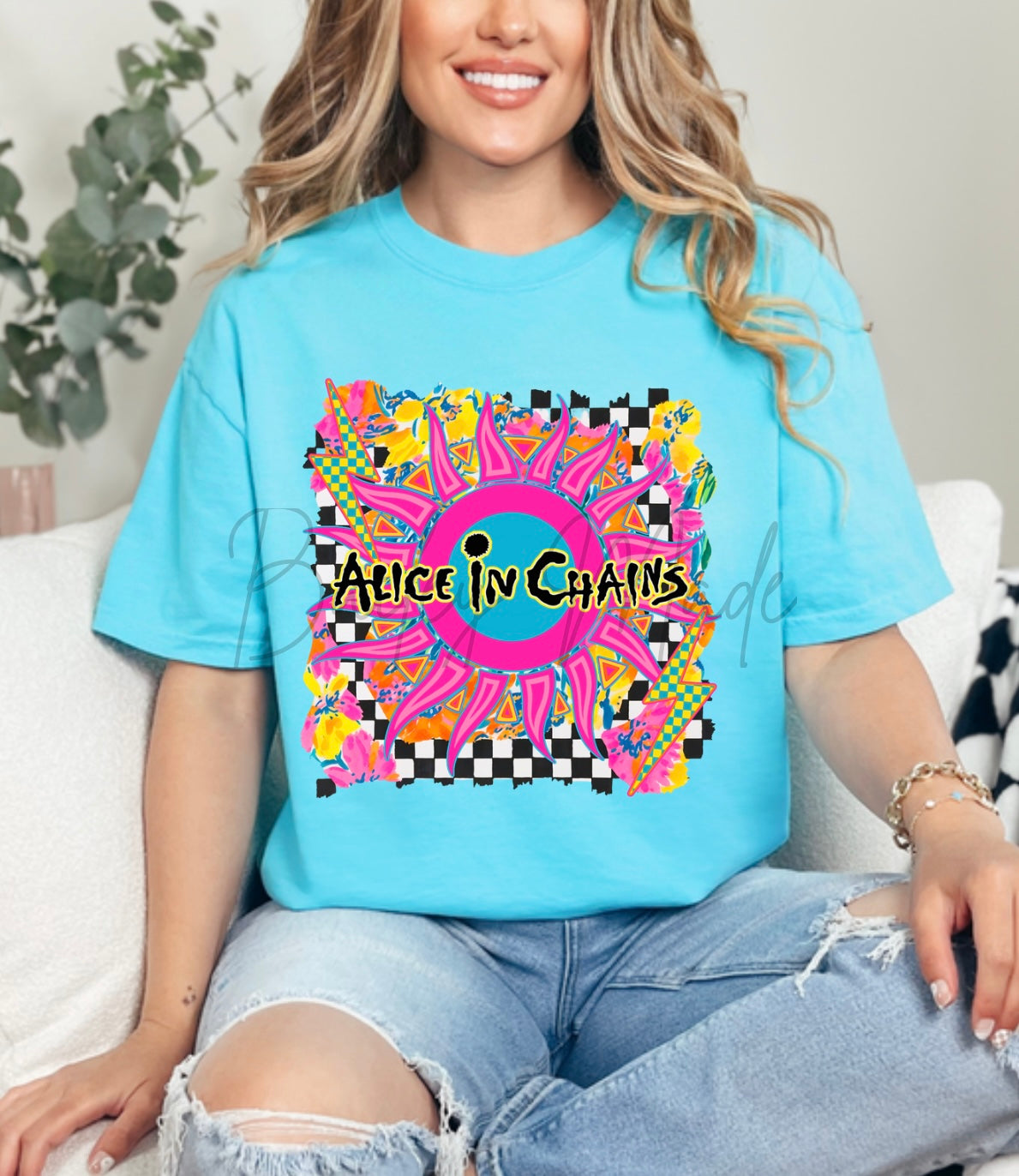 Neon @lice N ch@ins Band Tshirt