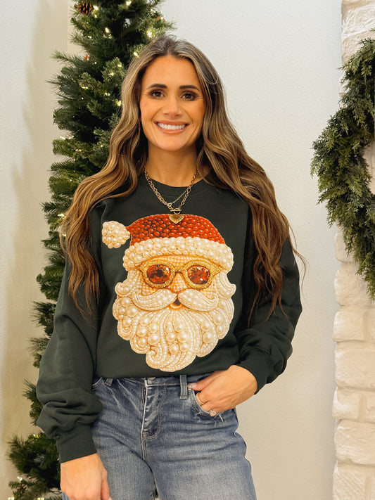 Pearl Santa, merry Christmas, holidays, cute faux jewels