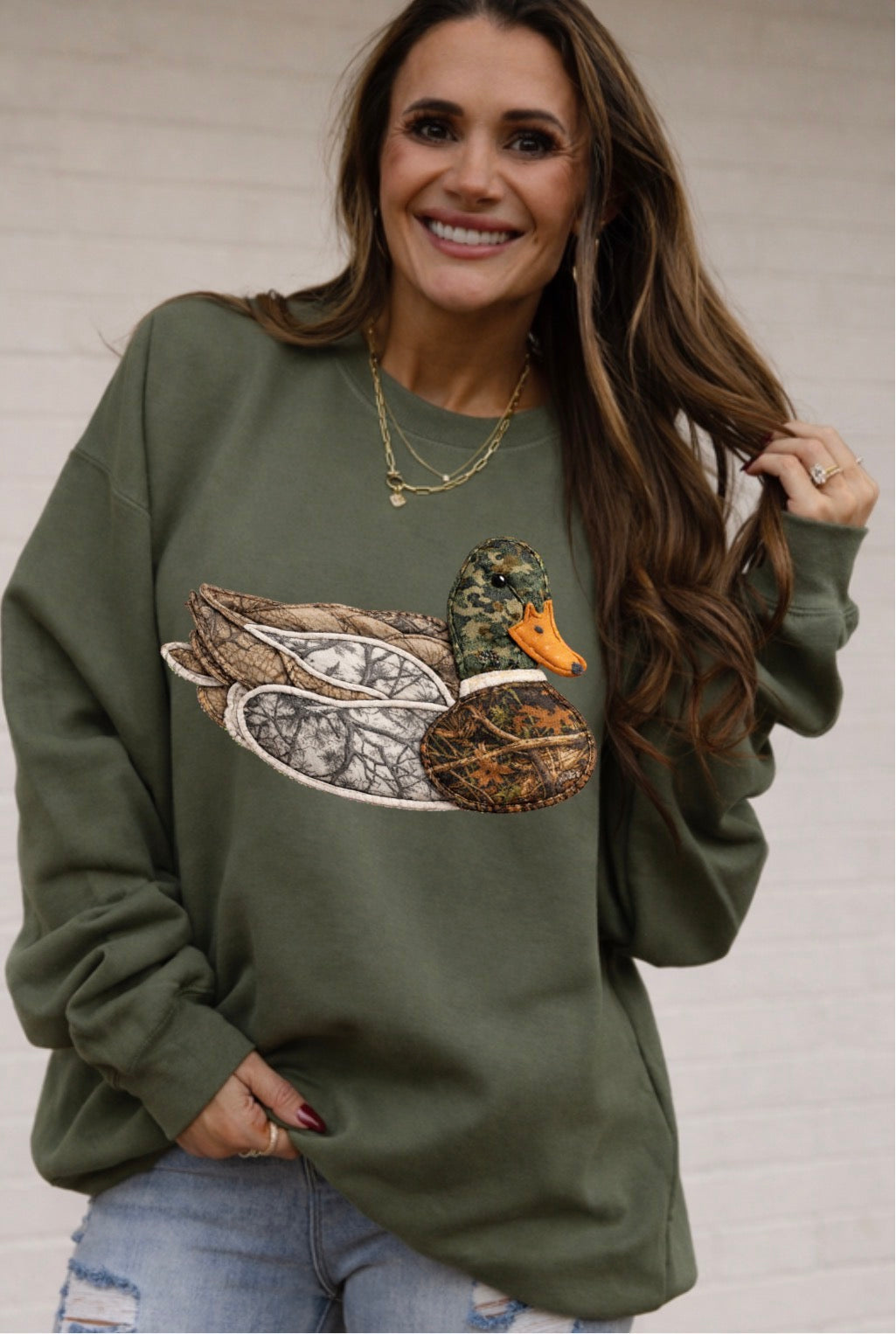 Camouflage Faux Quilted Duck Applique DTF Print | Rustic Hunting Patchwork Duck Design | Realistic Fabric Applique | Country Western