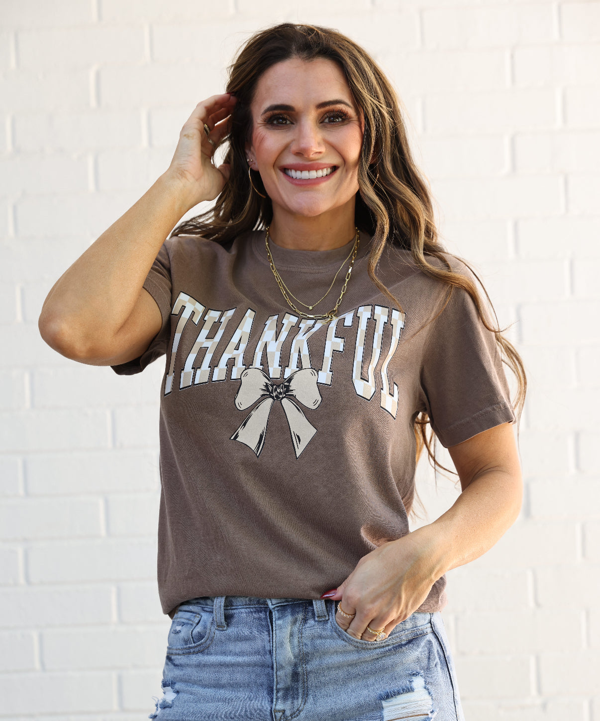 Checkered Thankful T-shirt