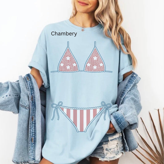 Patriotic Bikini Front And Back, Americana 4th of July T-shirt