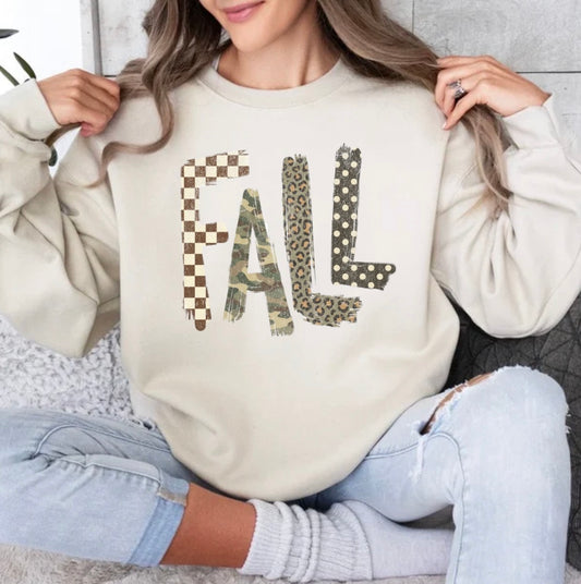 Patterned Fall, Checkered, leopard, camo, Distressed Autumn, Girly, Trendy Sweatshirt