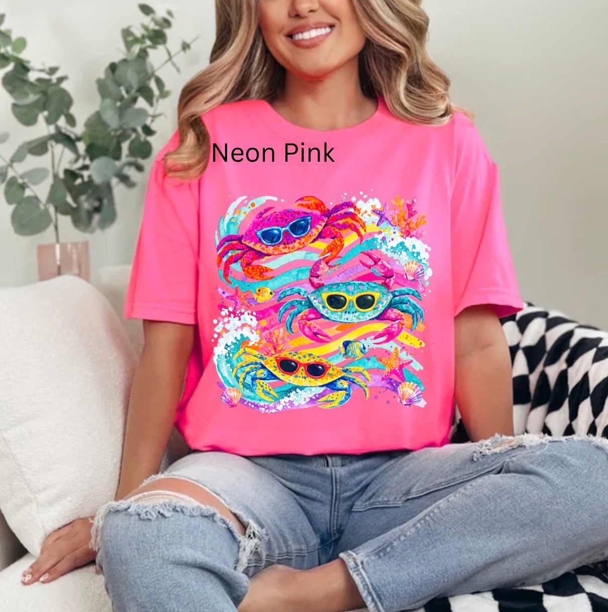 Colorful sunglasses Crabs, Crab, Summer, Sea Life, Summer Vibes, Marine Animals, Funny Summer T-shirt