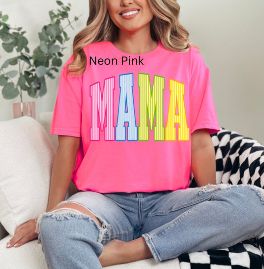 Striped Mama, Colorful mama, Summer mama, Neon Mama, Trendy Mama T-shirt