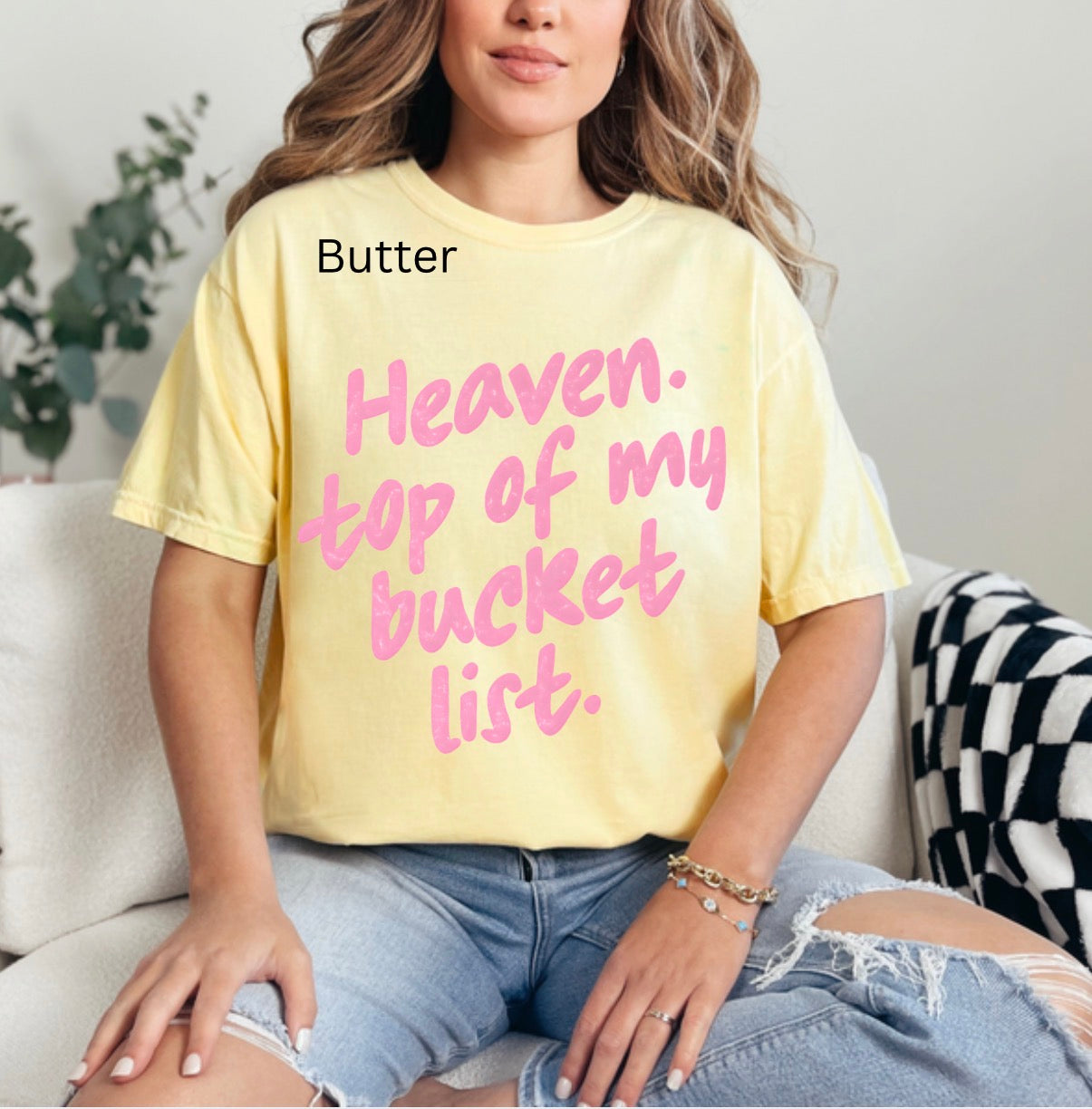 Heaven Top Of My Bucket List, Trendy Christian, Summer, Faith Shirt, Religious T-shirt