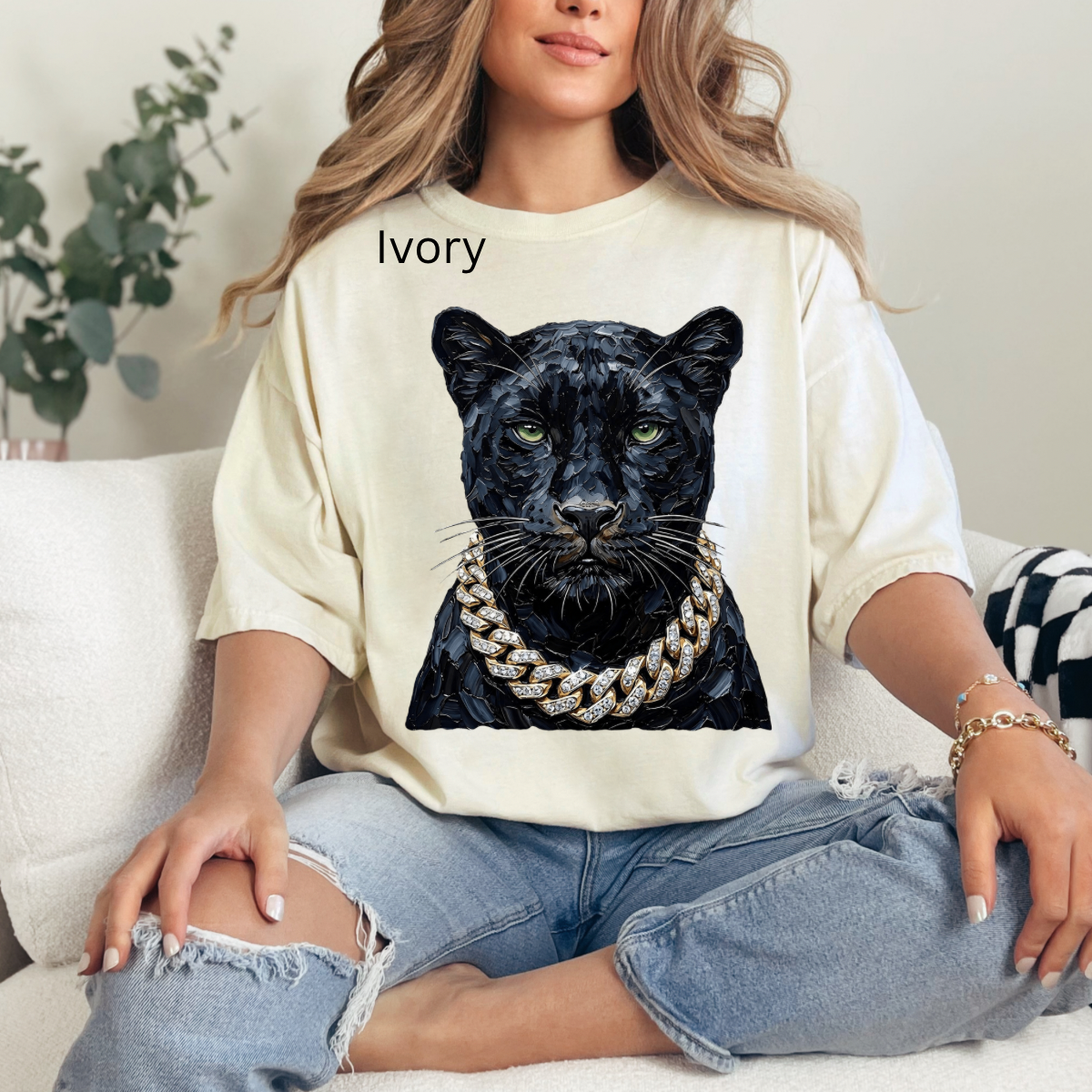 Glam Panther , Bling, Boujee, Leopard, Preppy Animal, Hunting Season Tshirt