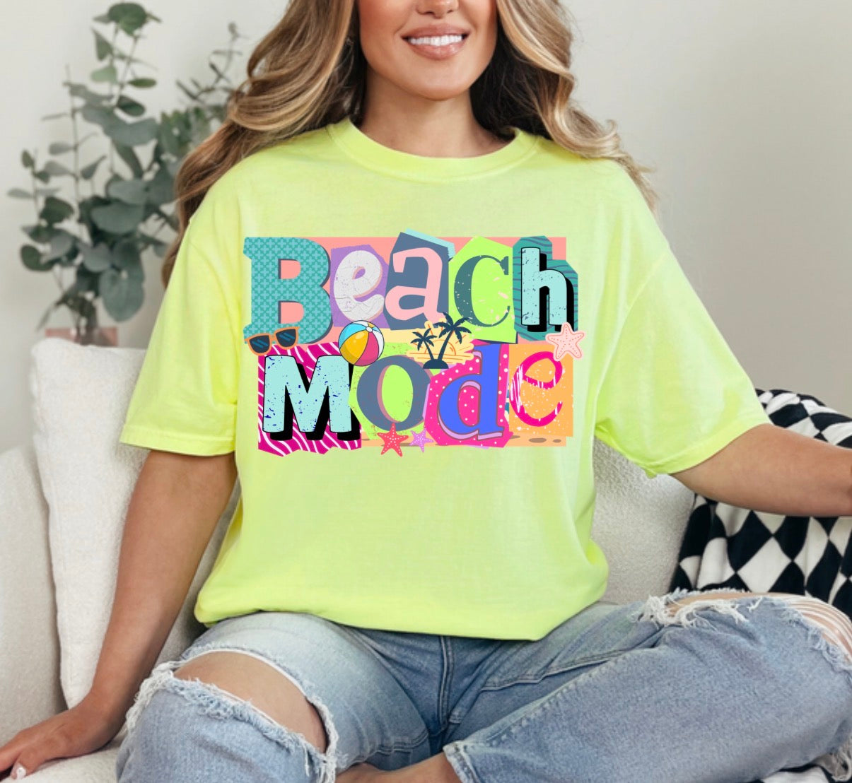 Beach Mode, Summer, Beachy, Retro, Summer Vibes, Cool Retro T-shirt (Website)