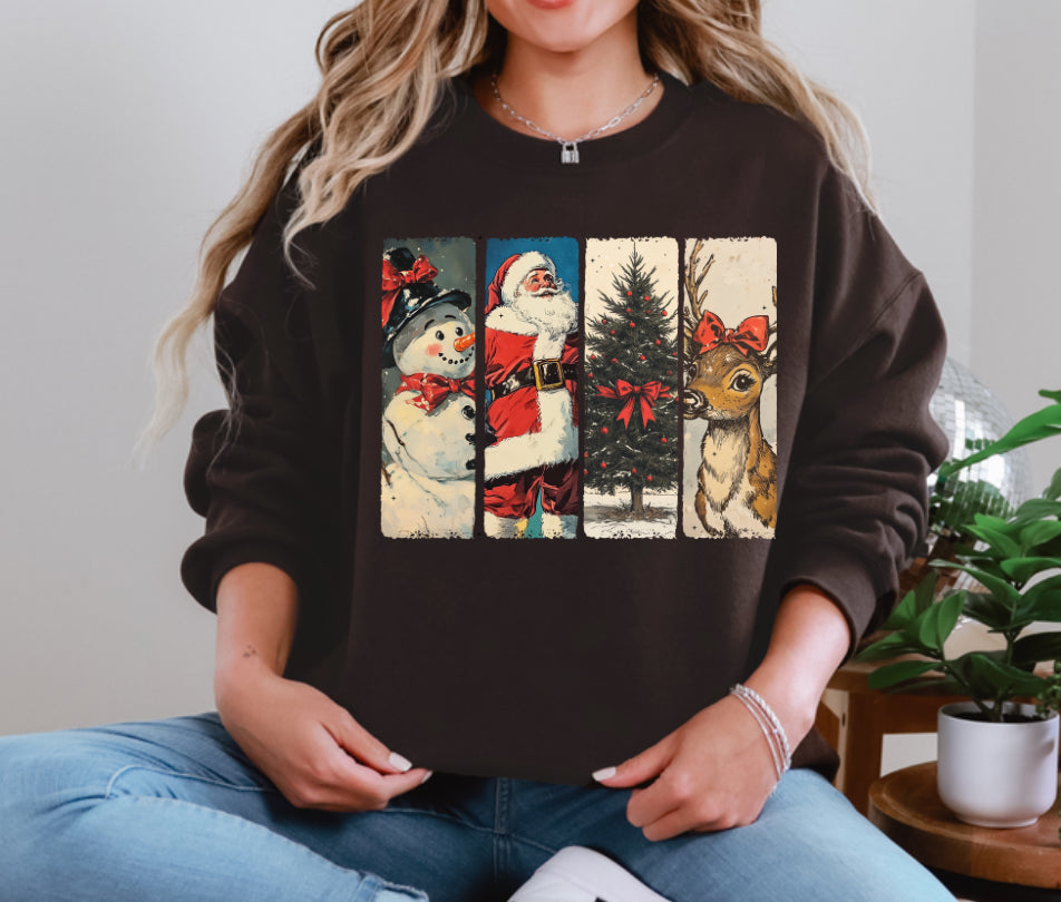 Vintage Christmas Highland Cow or Deer Sweatshirt