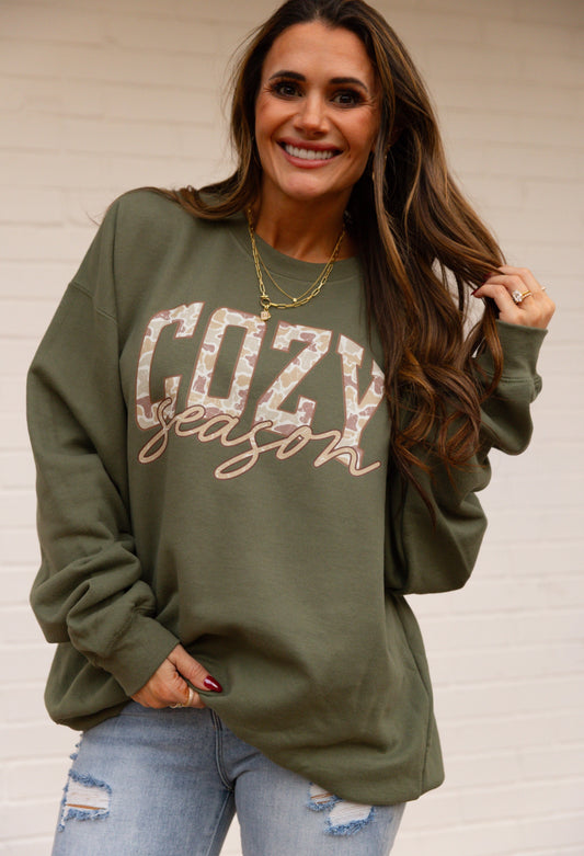Camo Cozy Season  with Bow Sweatshirt