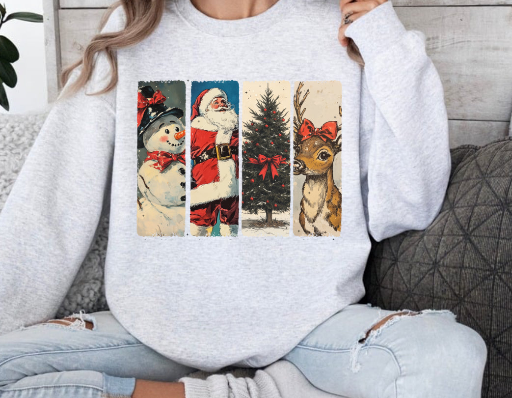 Vintage Christmas Highland Cow or Deer Sweatshirt