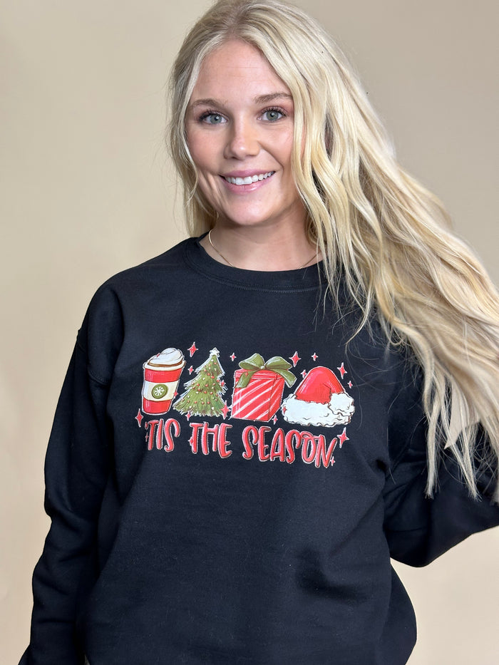 Tis the Season Christmas Black Sweatshirt