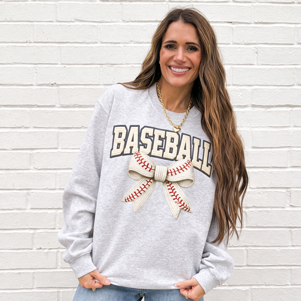 FAUX Bow Yarn Softball or Baseball Bow, Crochet Sports, Softball Mom Sweatshirt Website