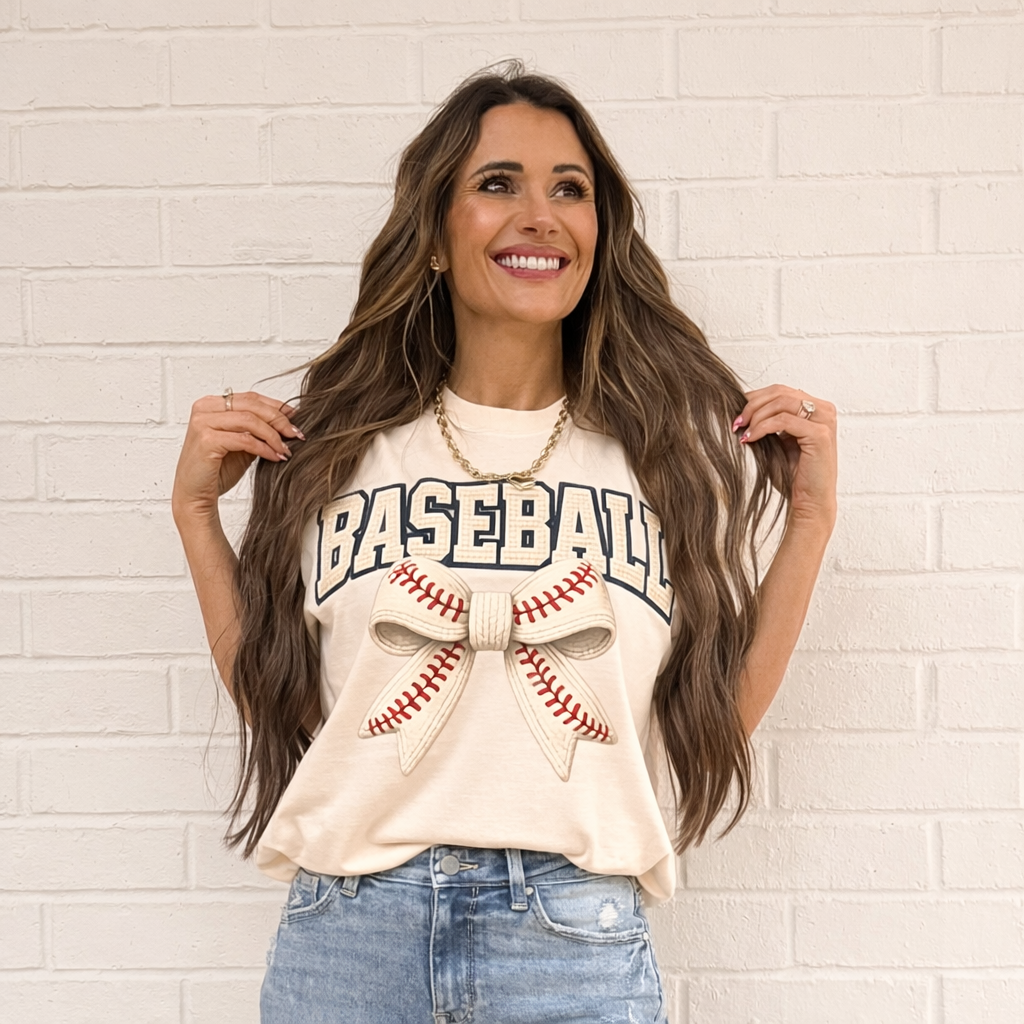 FAUX Bow Yarn Softball or Baseball Bow, Crochet Sports, Softball Mom Sweatshirt Website