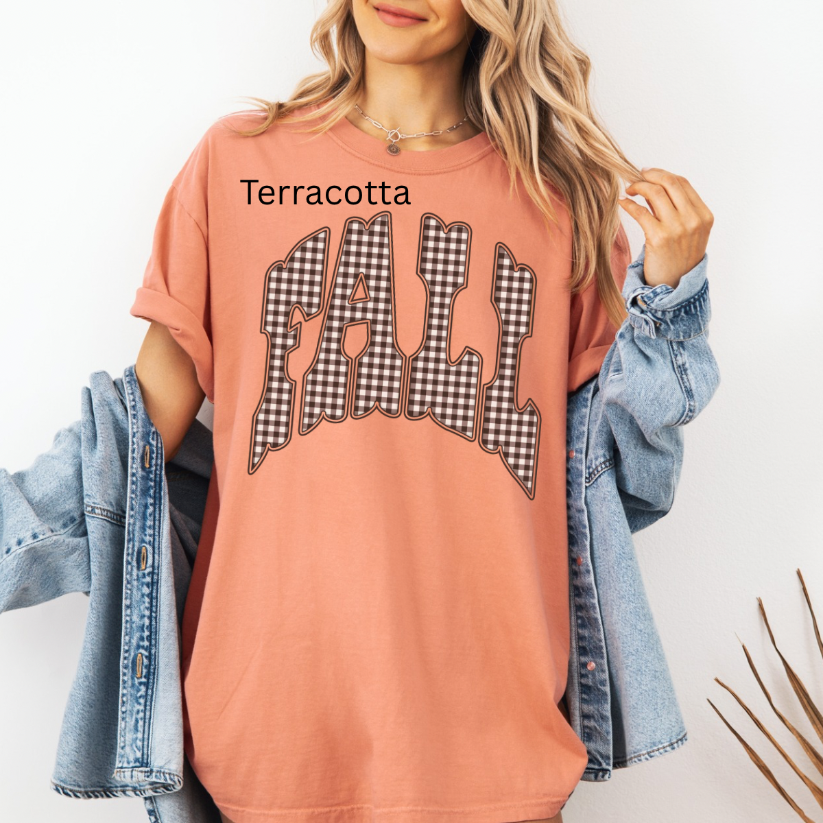 Brown Gingham Fall, Autumn, Fall, Girly plaid Fall, Trendy Fall T-shirt