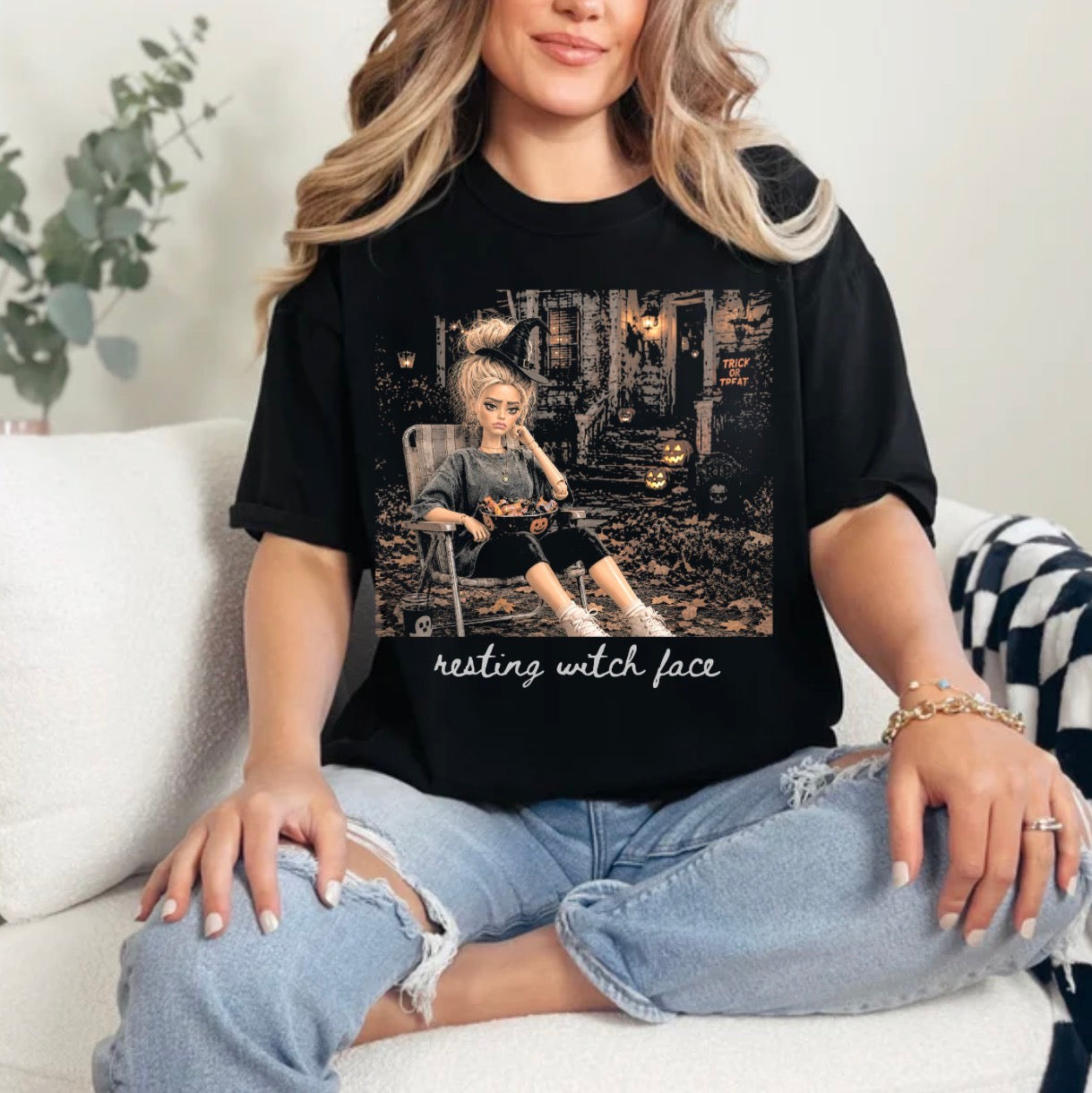 Resting Witch Face, Sarcastic, Trending Fall, Doll Face, Funny Halloween T-shirt