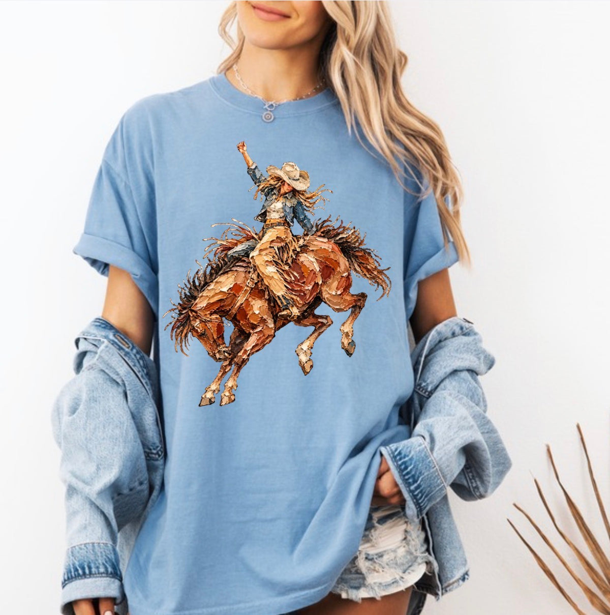 Rodeo Cowgirl, Bucking Bronc, Western, Horse, Cowboy Hat, Country, Western T-shirt