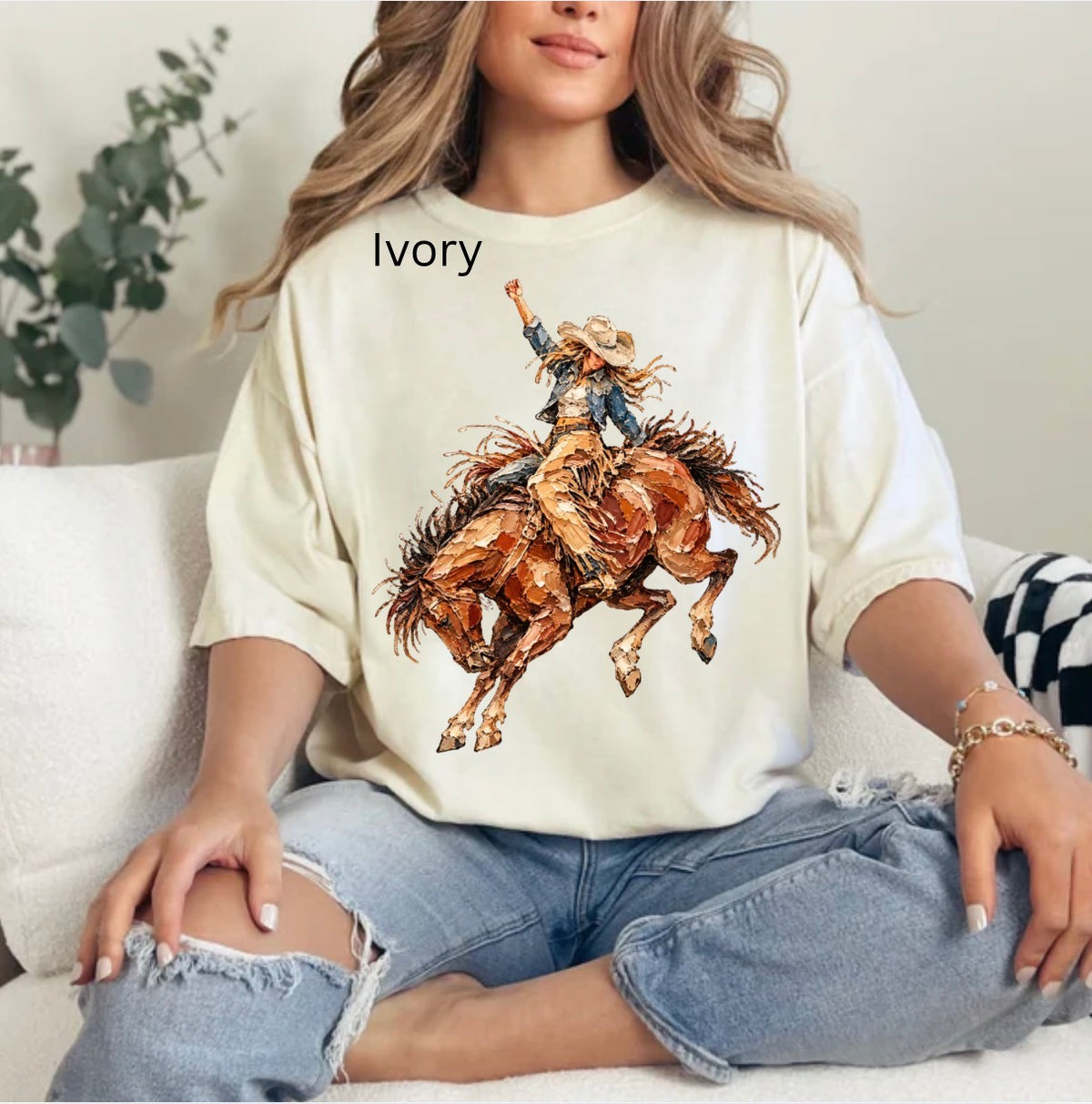 Rodeo Cowgirl, Bucking Bronc, Western, Horse, Cowboy Hat, Country, Western T-shirt