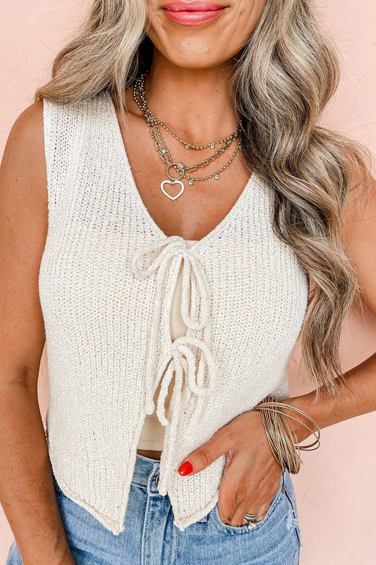Lace-Up V Neck Sweater Vest