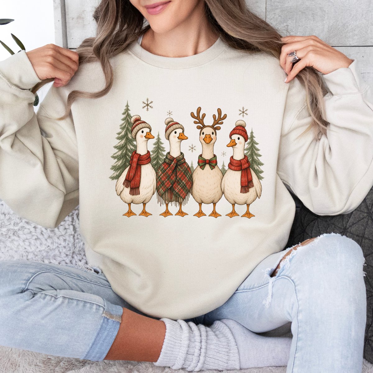 Silly Christmas Geese, Funny Seasonal, Character Group, Cozy Festive Theme, Just Silly Goose Christmas, Merry Goose Sweatshirt