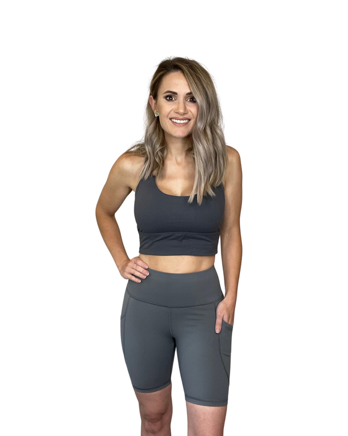 Charcoal EXTREME tummy control Biker Shorts with Pockets