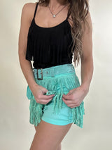 Perfectly Fringe-Turquoise Skirt