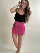Perfectly Fringe-Pink Skirt