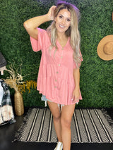 Baby Doll Coral Button Up Boutique Top