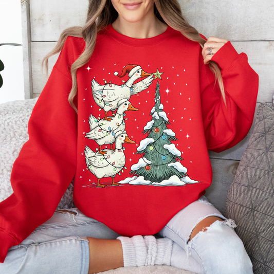 Christmas Geese, Farm Animal Holiday, Quirky Goose Lover, Christmas, Festive Farmhouse, Trendy Christmas Sweatshirt