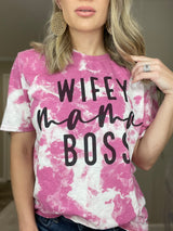 Pink Wife Mama Boss-Overbleached