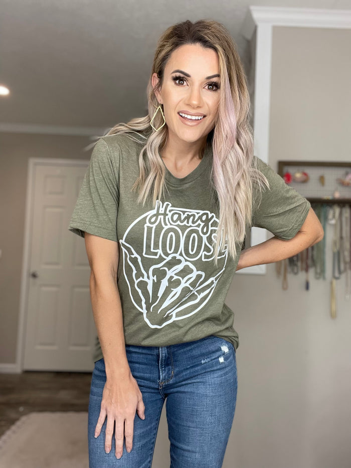 Hang Loose- Olive Tee