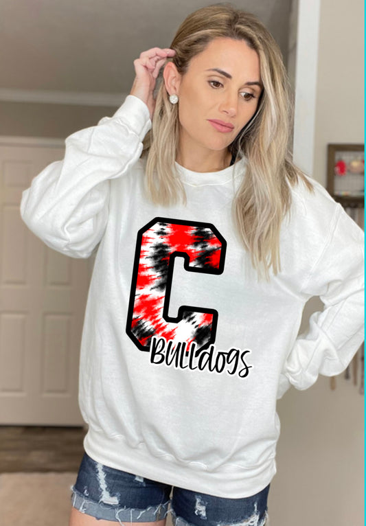School Spirit TieDye —White Sweatshirt