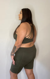 Olive Biker Shorts with Pockets ( PS Available)
