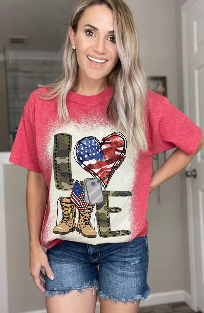 Love our Troops— Bleached Tee