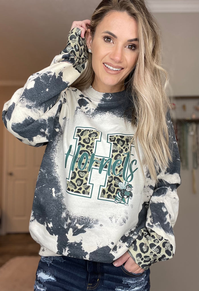 School Spirit Glitter/ Cheetah Sleeves Sweatshirt