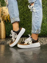 Black/Cheetah Star Sneakers