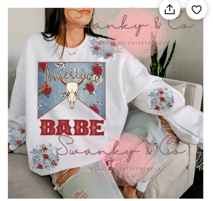 White Crewneck- American Babe( unless other design noted at checkout)