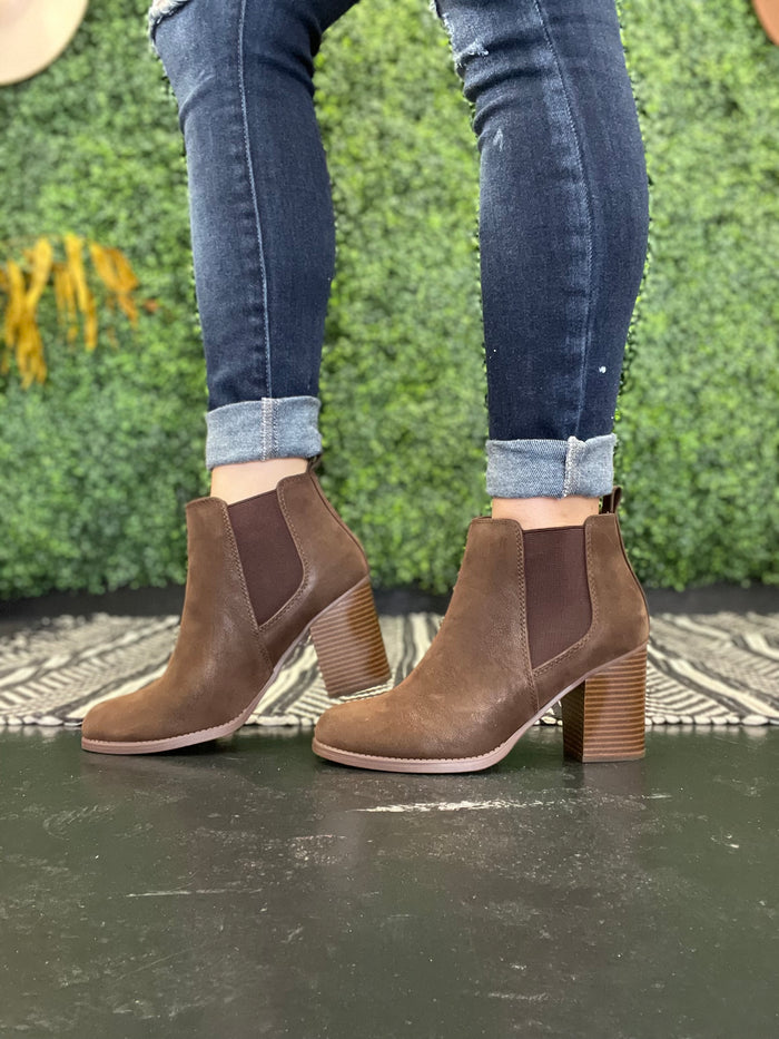 Tall Brown Suede Booties