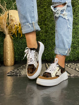 Black/Cheetah Star Sneakers