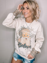 Santa Believe Tan Sweatshirt