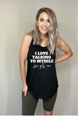Black Open Back Tank with Design