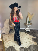 Metal Accent Leather Pants
