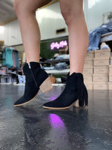 Black Fringe Booties