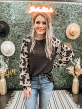 Charcoal Cow Print Sleeves