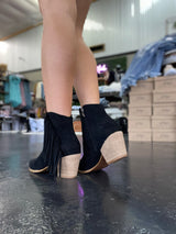 Black Fringe Booties