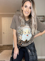 Brown Cheetah Santa Tee