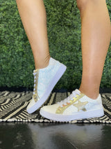 White Gold Star Sneakers